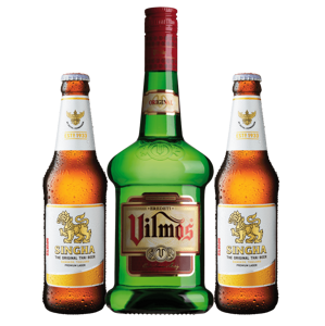 Vilmos Pear Pálinka 0,7L + Singha Beer Balík