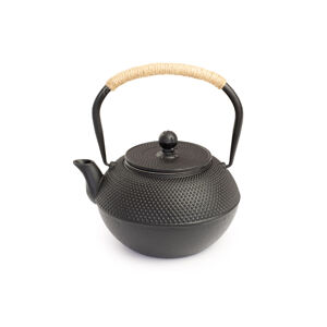Liatinová čajová kanvica so sitkom 1200 ml - čierny dekor, 500g
