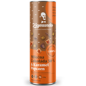 Zigmundo Mliečna čokoláda 50% & Karamel popcorn 250g